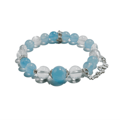 Blue Tranquility â Aquamarine & Clear Quartz crystal Bracelet - ASTROSOUL