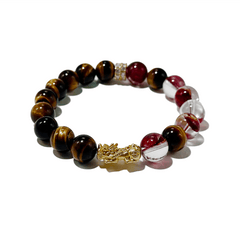 Fortune Tiger Bracelet â Tiger Eye, Garnet & Pixiu - ASTROSOUL