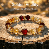 Golden Vitality – Citrine & Red Agate Bracelet