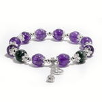 Amethyst Elegance – Amethyst & Malachite Bracelet with Heart Charm - ASTROSOUL