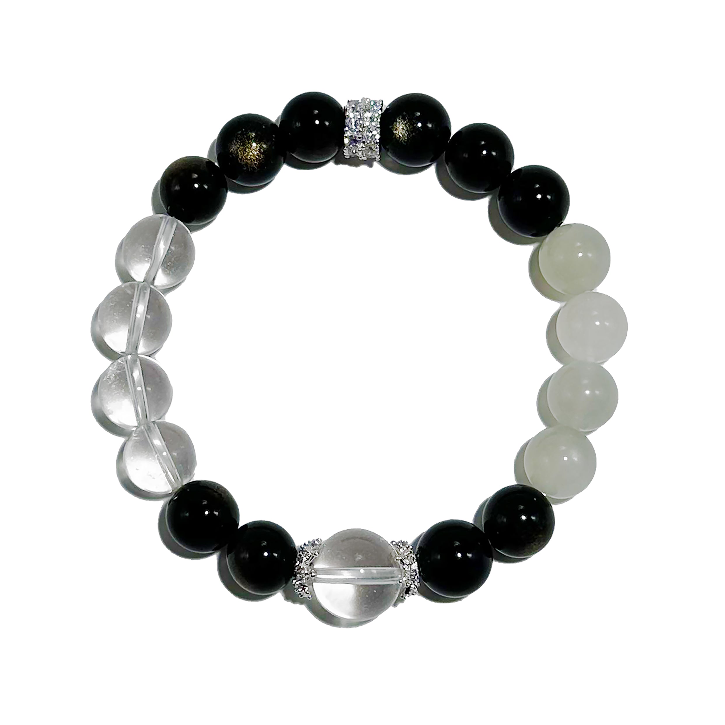 Balance Energy Bracelet – Obsidian, Clear Quartz & Moonstone - ASTROSOUL
