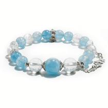Blue Tranquility – Aquamarine & Clear Quartz crystal Bracelet - ASTROSOUL