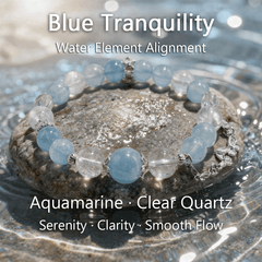 Blue Tranquility – Aquamarine & Clear Quartz crystal Bracelet - ASTROSOUL