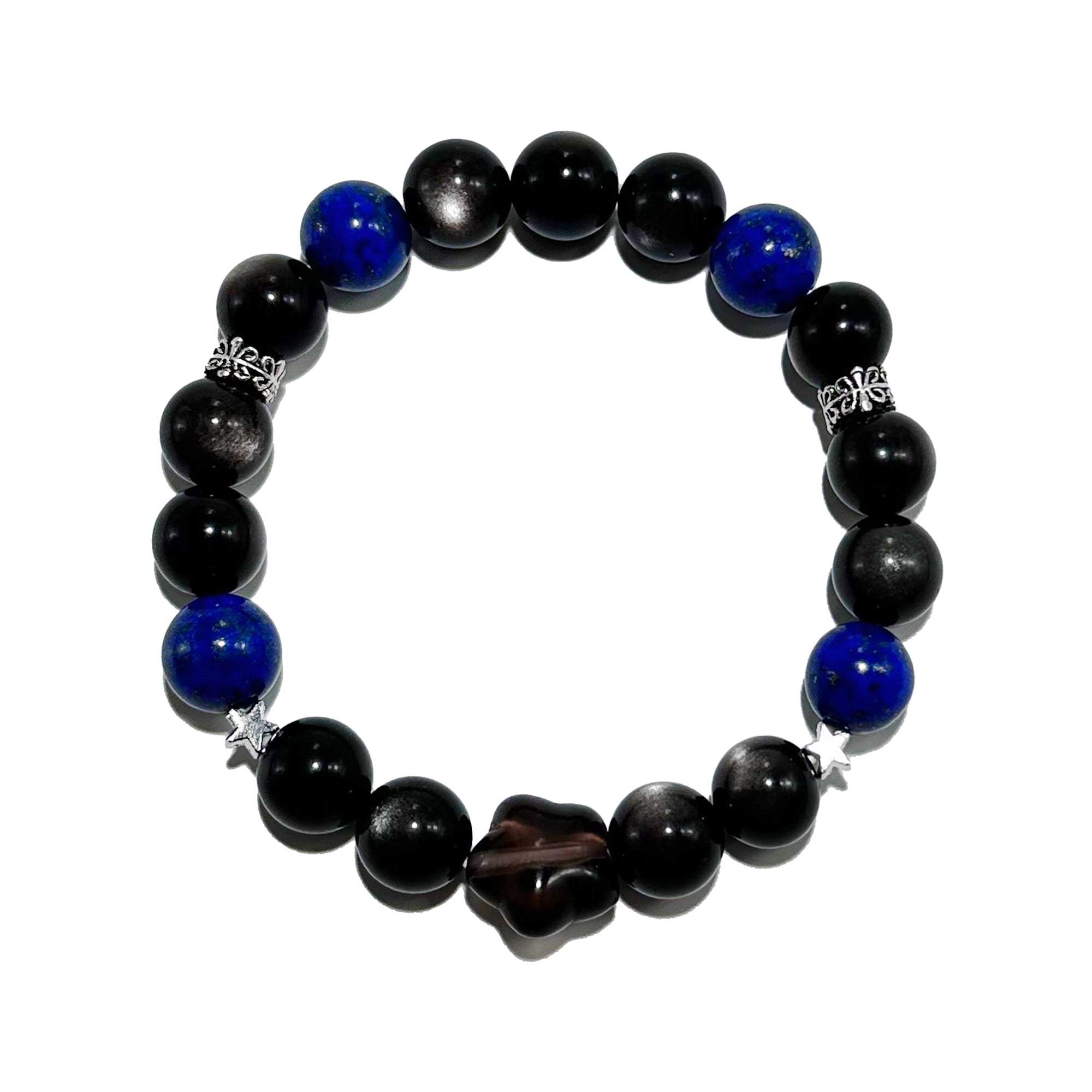 Cosmic Night – Obsidian, Lapis Lazuli & Smoky Quartz Bracelet - ASTROSOUL