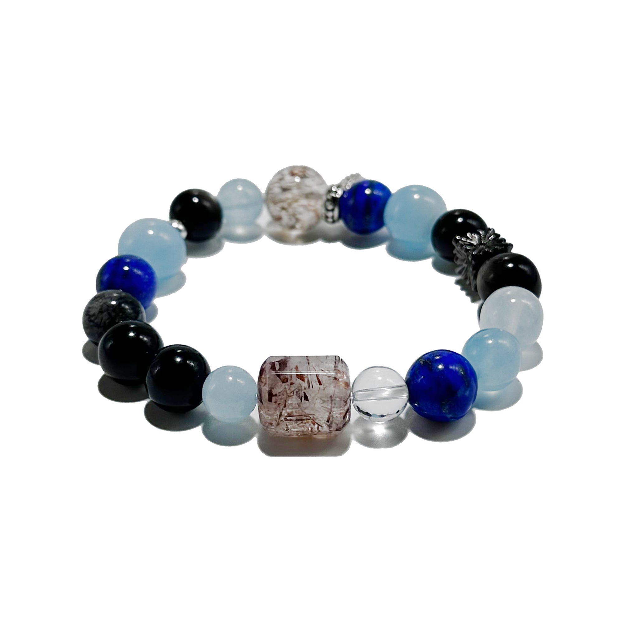 Cosmic Wing – Lapis Lazuli, Aquamarine & Rutilated Quartz Bracelet - ASTROSOUL