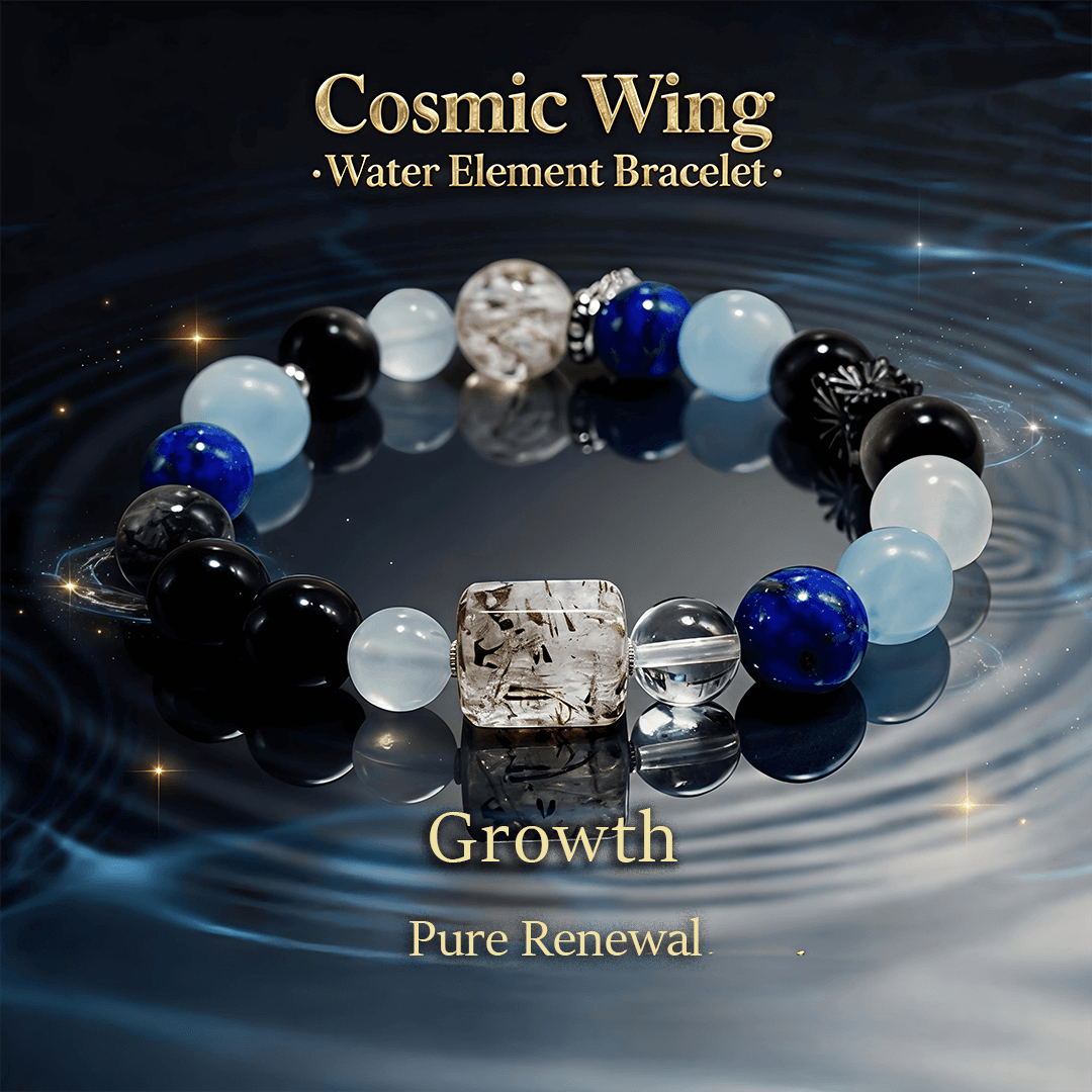 Cosmic Wing – Lapis Lazuli, Aquamarine & Rutilated Quartz Bracelet - ASTROSOUL