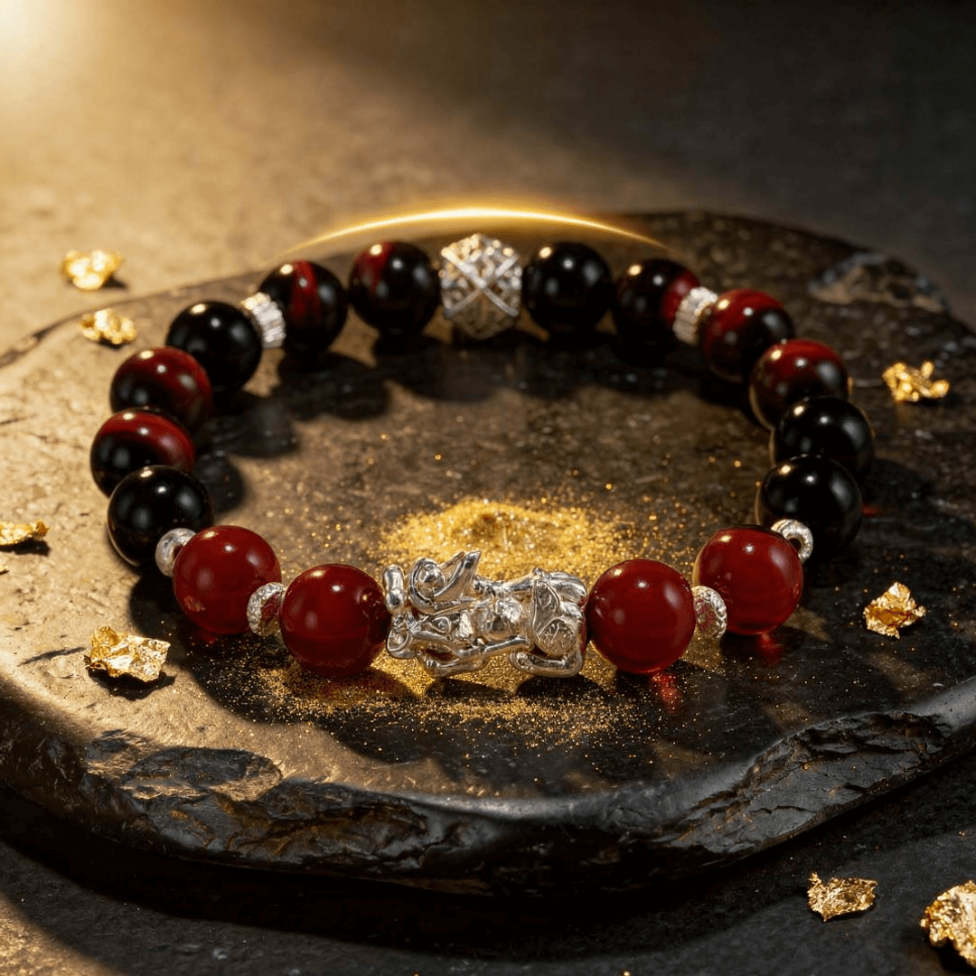Crimson Guardian – Red Tiger Eye Pixiu Bracelet - ASTROSOUL