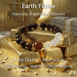 Earth Flame – Rose Quartz & Agarwood crystal Bracelet - ASTROSOUL