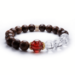 Earth Flame – Rose Quartz & Agarwood crystal Bracelet - ASTROSOUL