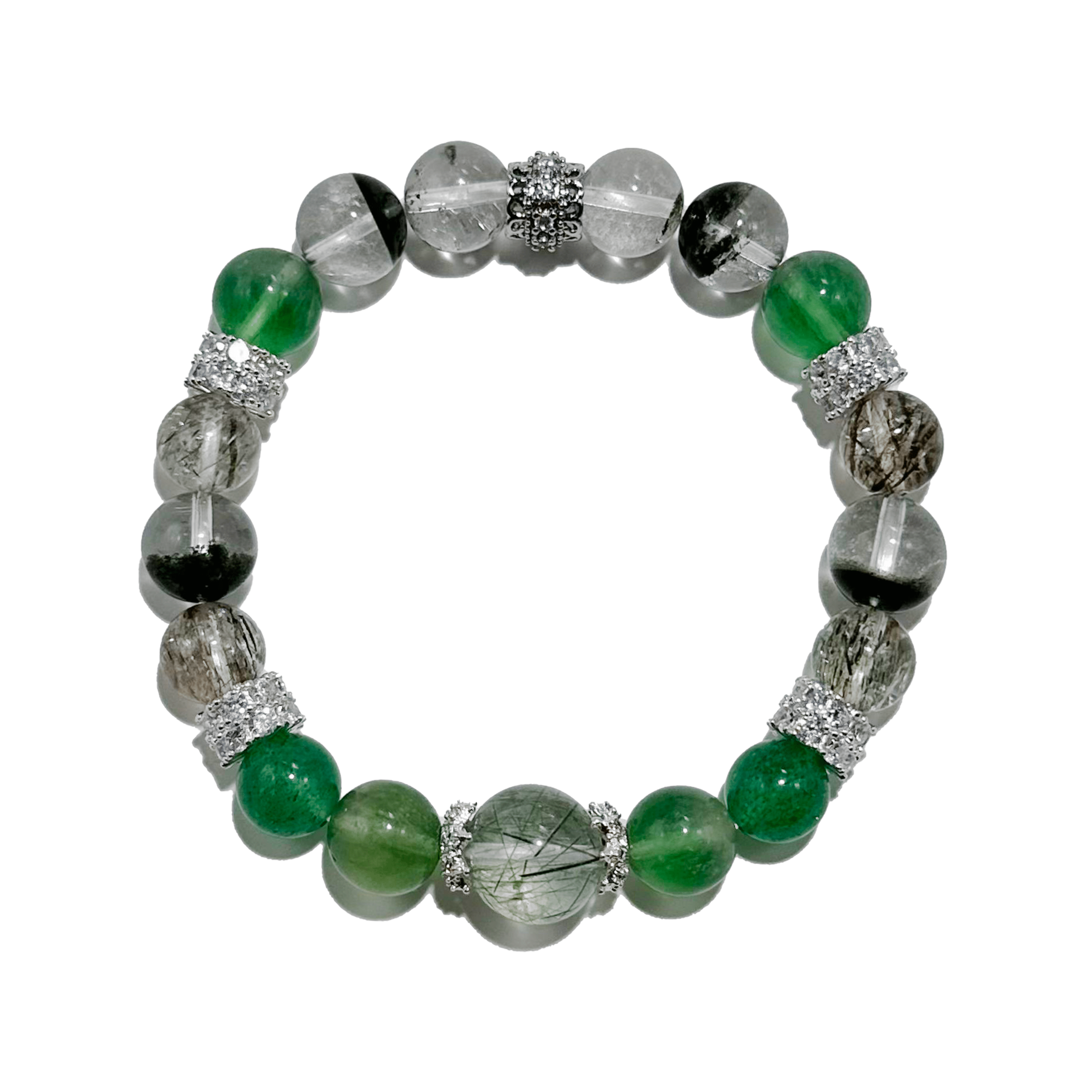 Emerald Harmony – Green Aventurine & Rutilated Quartz Crystal Bracelet - ASTROSOUL