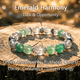 Emerald Harmony – Green Aventurine & Rutilated Quartz Crystal Bracelet - ASTROSOUL