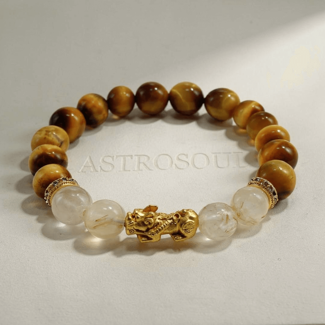 Fortune Guardian – Tiger Eye & Citrine Pixiu crystal Bracelet - ASTROSOUL
