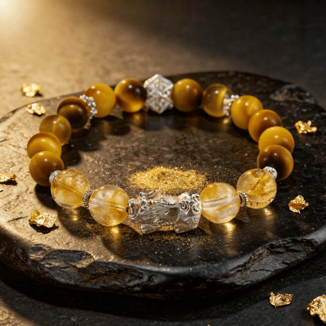 Golden Guardian Crystal Bracelet – Tiger Eye & Citrine Pixiu - ASTROSOUL