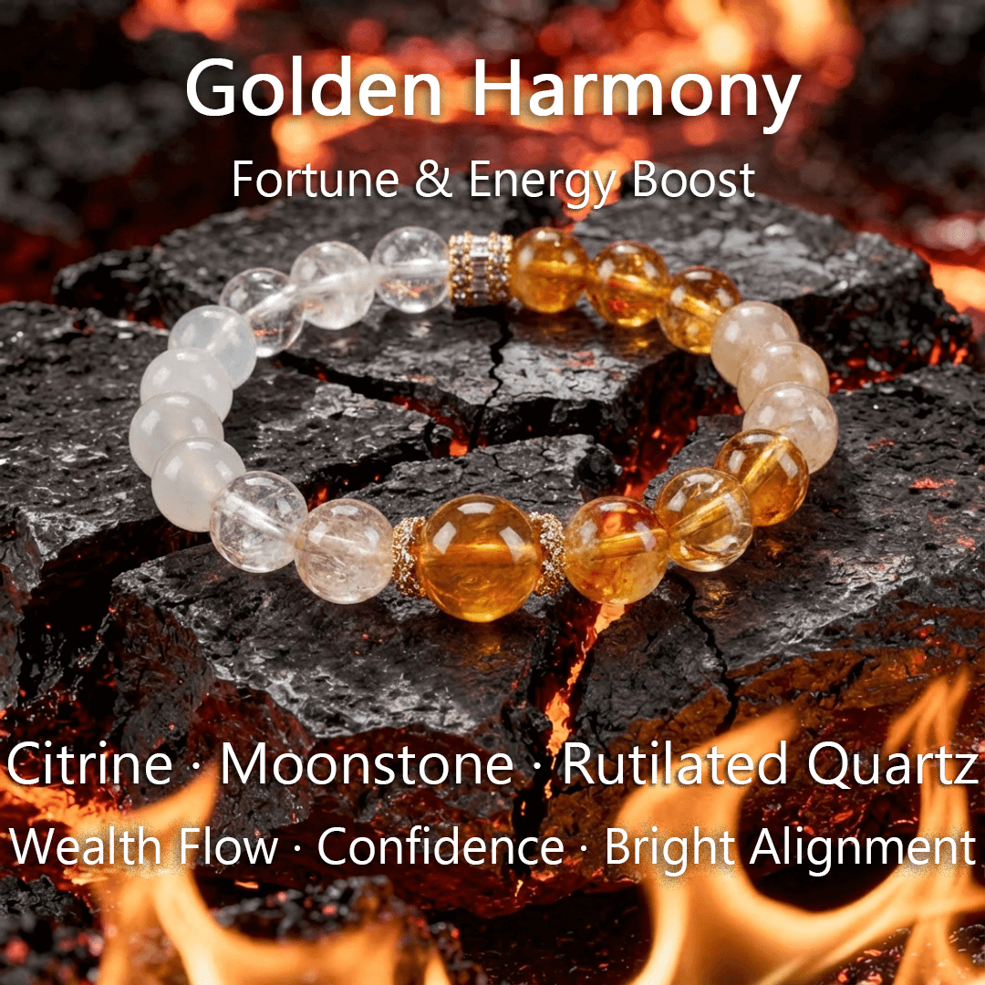 Golden Harmony Bracelet – Citrine, Moonstone & Rutilated Quartz - ASTROSOUL