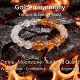 Golden Harmony Bracelet – Citrine, Moonstone & Rutilated Quartz - ASTROSOUL