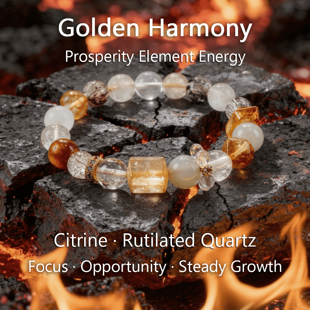 Golden Harmony – Citrine & Rutilated Quartz Bracelet - ASTROSOUL
