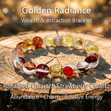 Golden Radiance Bracelet – Rutilated Quartz & Strawberry Quartz - ASTROSOUL