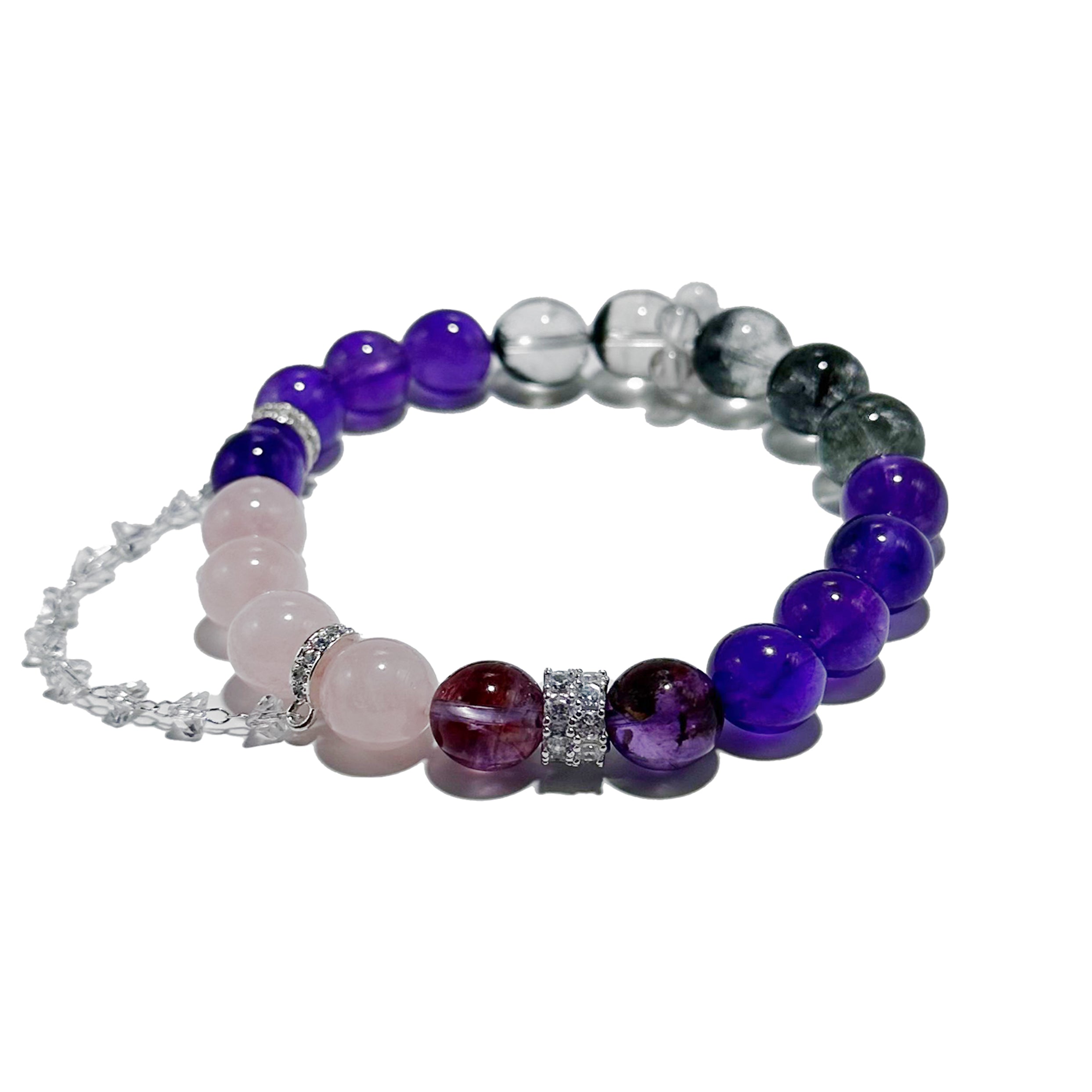 Harmony Glow – Amethyst, Rose Quartz & Rutilated Quartz Bracelet - ASTROSOUL