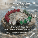 Harmony Spectrum – Strawberry Quartz, Green Aventurine & Clear Quartz Bracelet - ASTROSOUL
