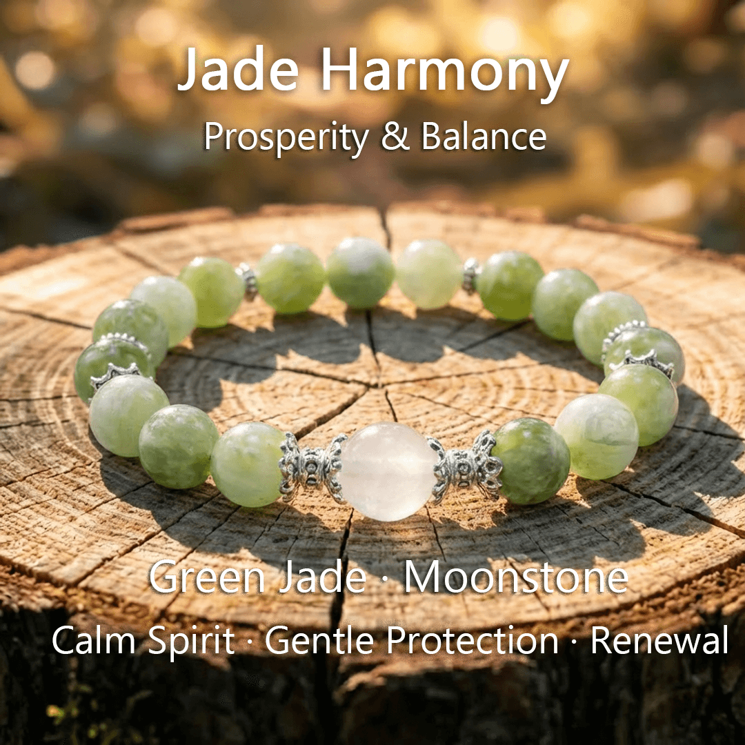 Jade Harmony – Green Jade & Moonstone crystal Bracelet - ASTROSOUL