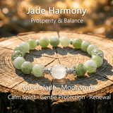 Jade Harmony – Green Jade & Moonstone crystal Bracelet - ASTROSOUL
