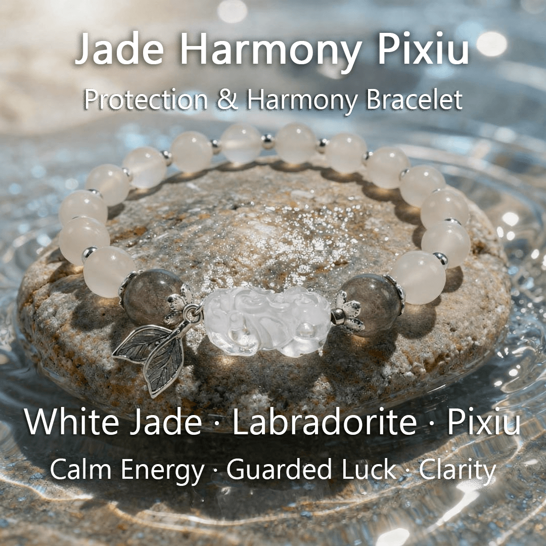 Jade Harmony Pixiu Bracelet – White Jade & Labradorite - ASTROSOUL
