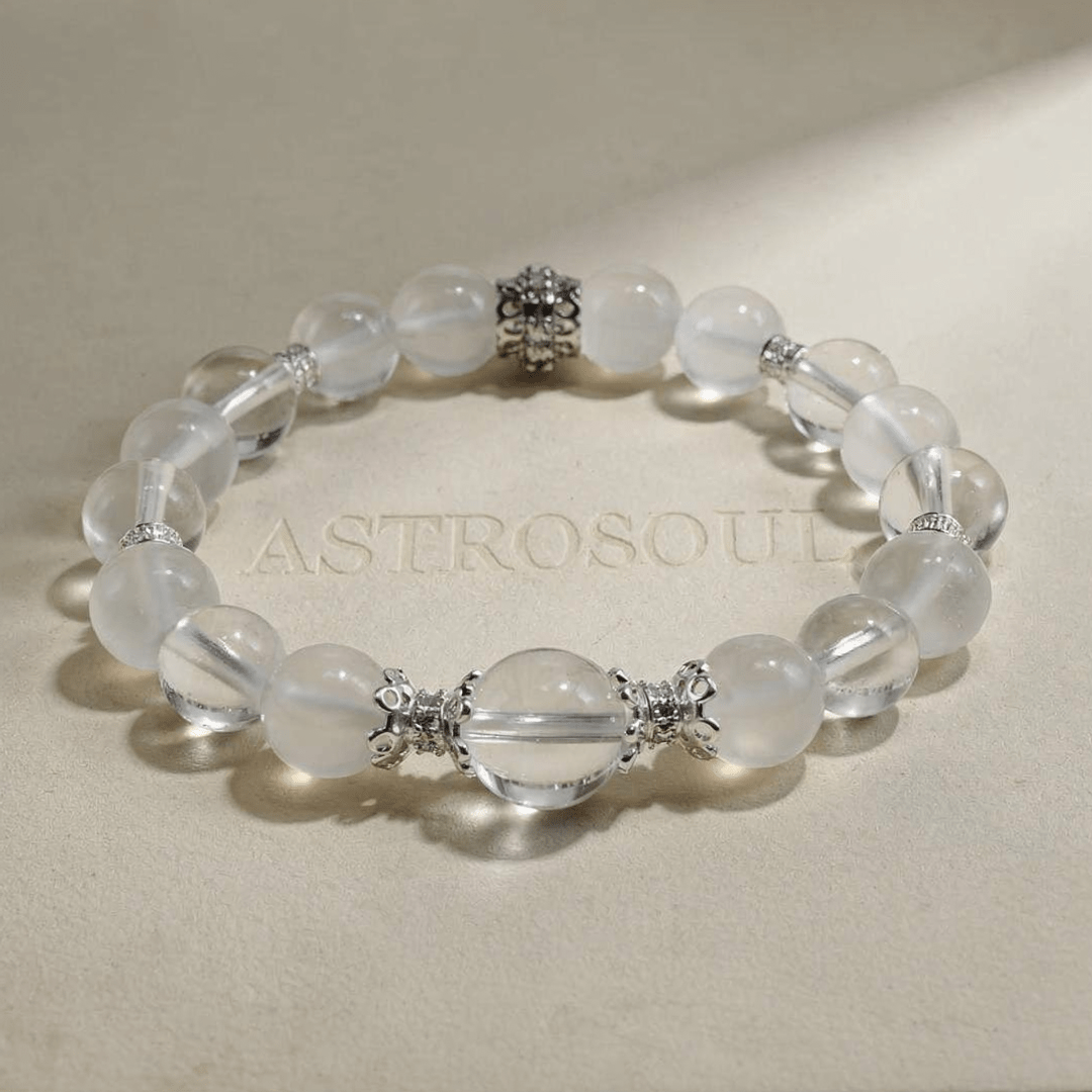 Moonlight Serenity – Moonstone & Clear Quartz Crystal Bracelet - ASTROSOUL