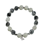 Moonlit Veil – White Moonstone & Black Rutilated Quartz Bracelet - ASTROSOUL