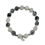 Moonlit Veil – White Moonstone & Black Rutilated Quartz Bracelet - ASTROSOUL