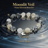 Moonlit Veil – White Moonstone & Black Rutilated Quartz Bracelet - ASTROSOUL