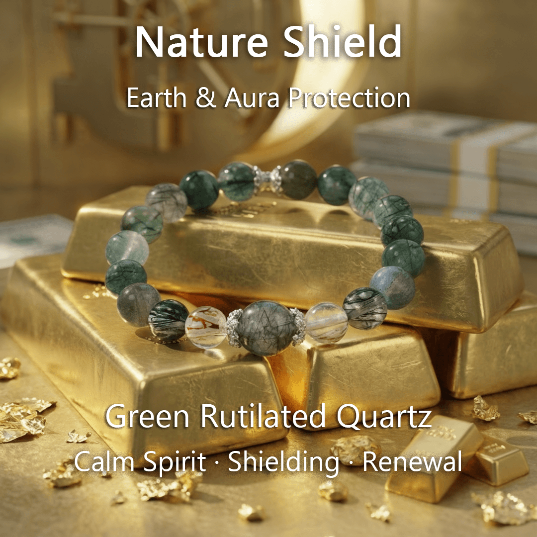 Nature Shield – Green Rutilated Quartz crystal Bracelet - ASTROSOUL