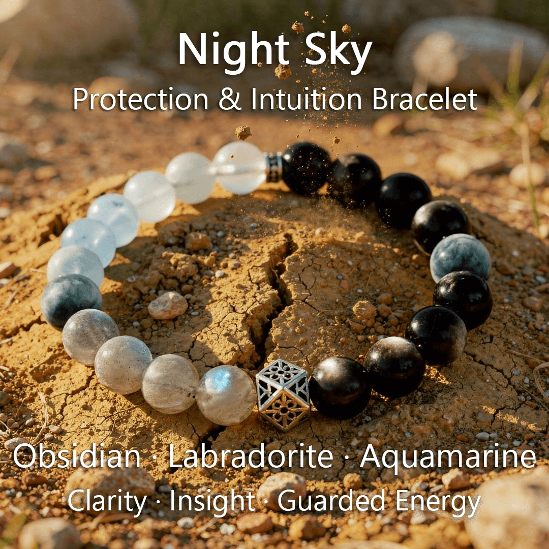 Night Sky Bracelet – Obsidian, Labradorite & Aquamarine - ASTROSOUL