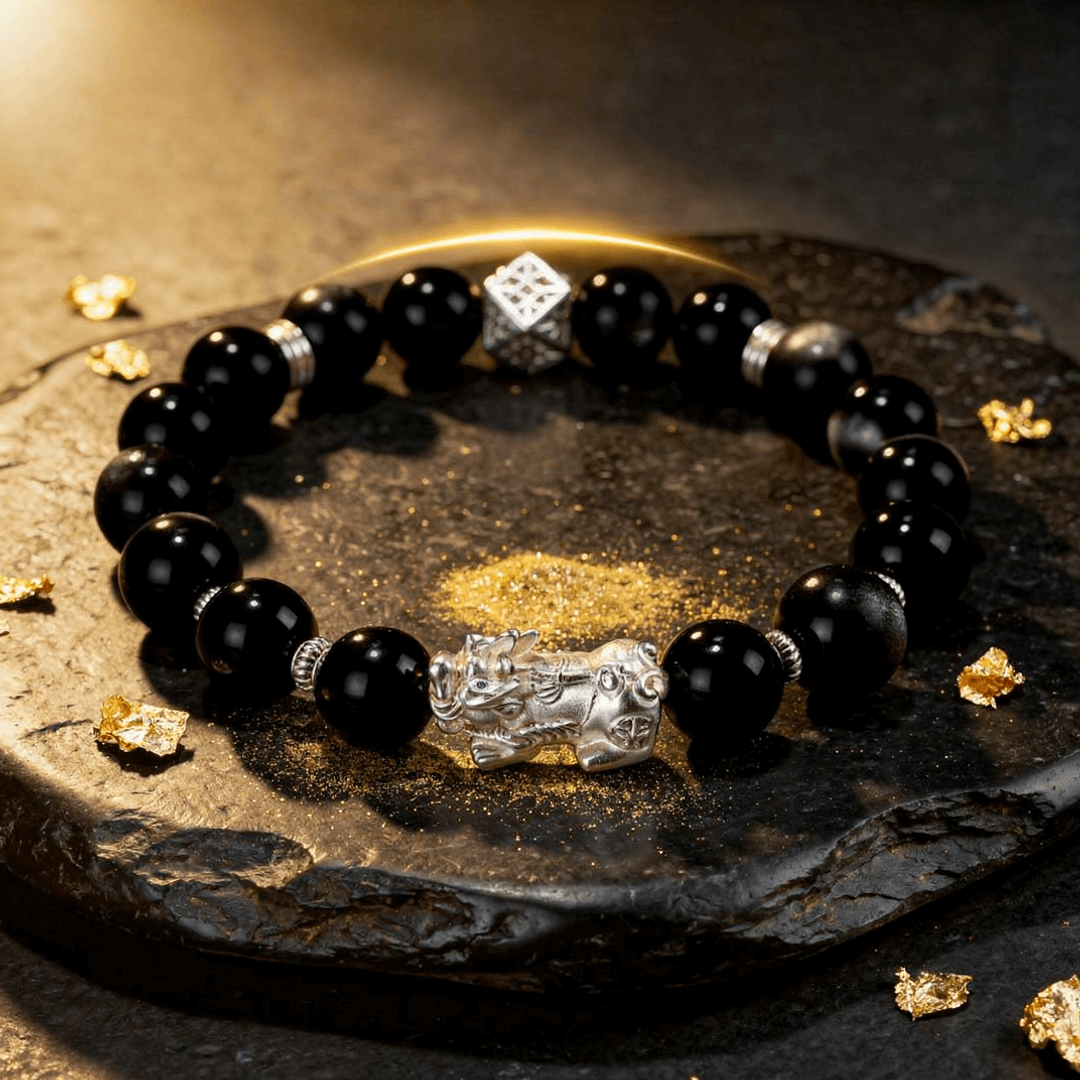 Obsidian Guardian – Black Obsidian Pixiu Crystal Bracelet - ASTROSOUL