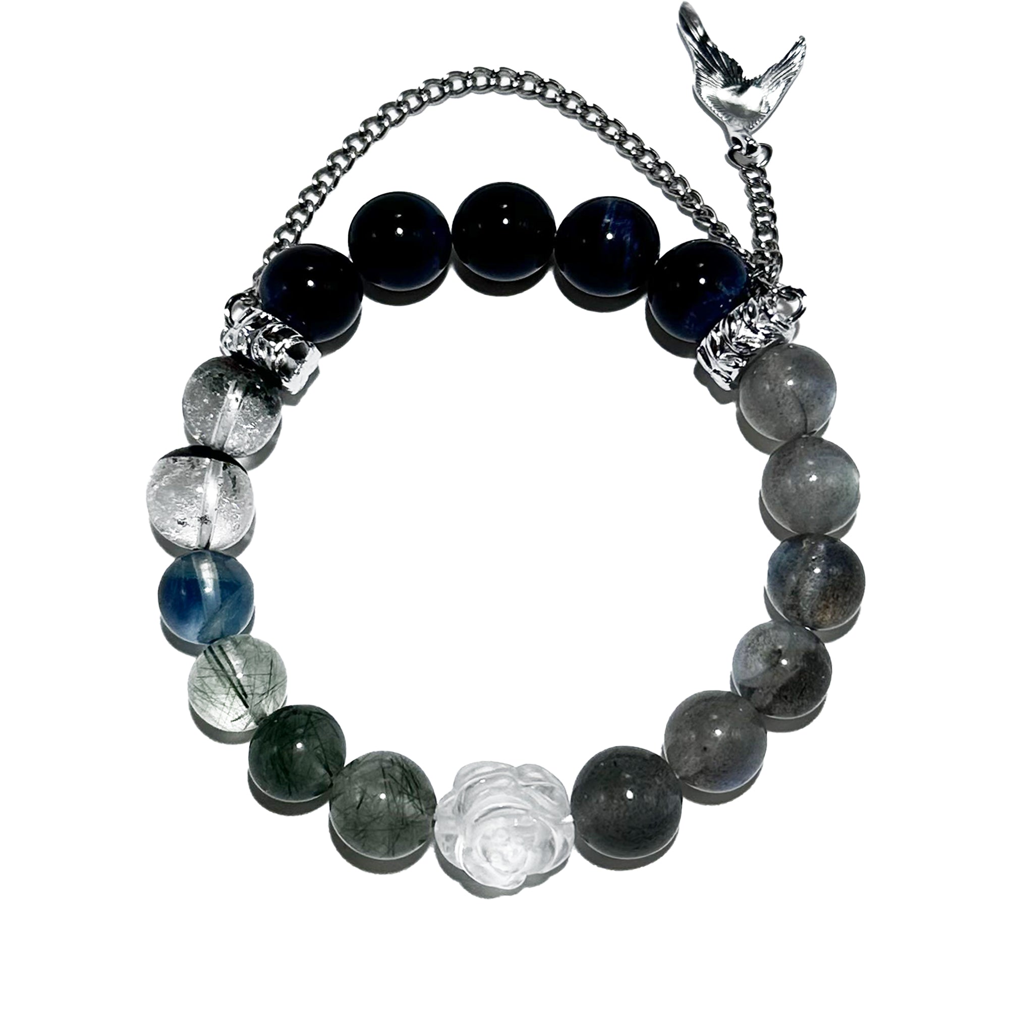 Ocean Realm – BlueTigerEye, Labradorite & Green Rutilated Quartz Bracelet - ASTROSOUL