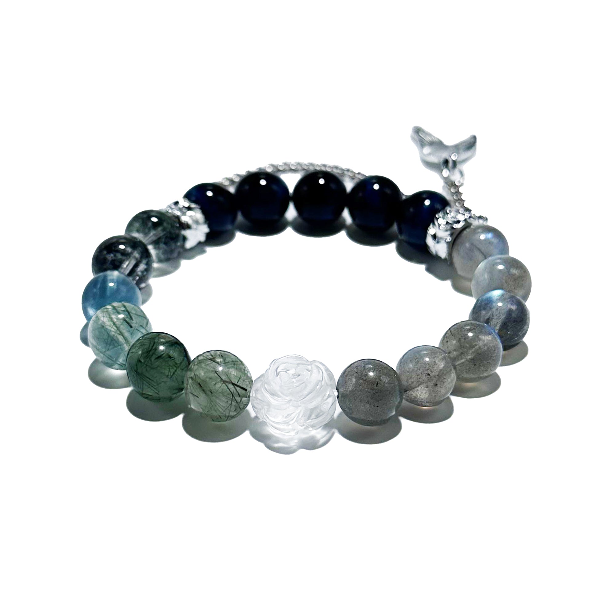 Ocean Realm – BlueTigerEye, Labradorite & Green Rutilated Quartz Bracelet - ASTROSOUL