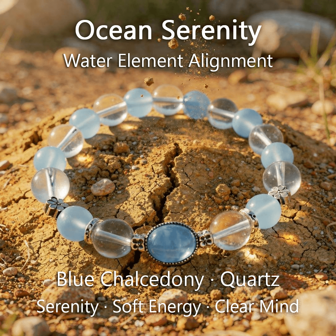 Ocean Serenity – Blue Chalcedony & Quartz crystal Bracelet - ASTROSOUL