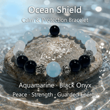 Ocean Shield – Aquamarine & Black Onyx Bracelet - ASTROSOUL