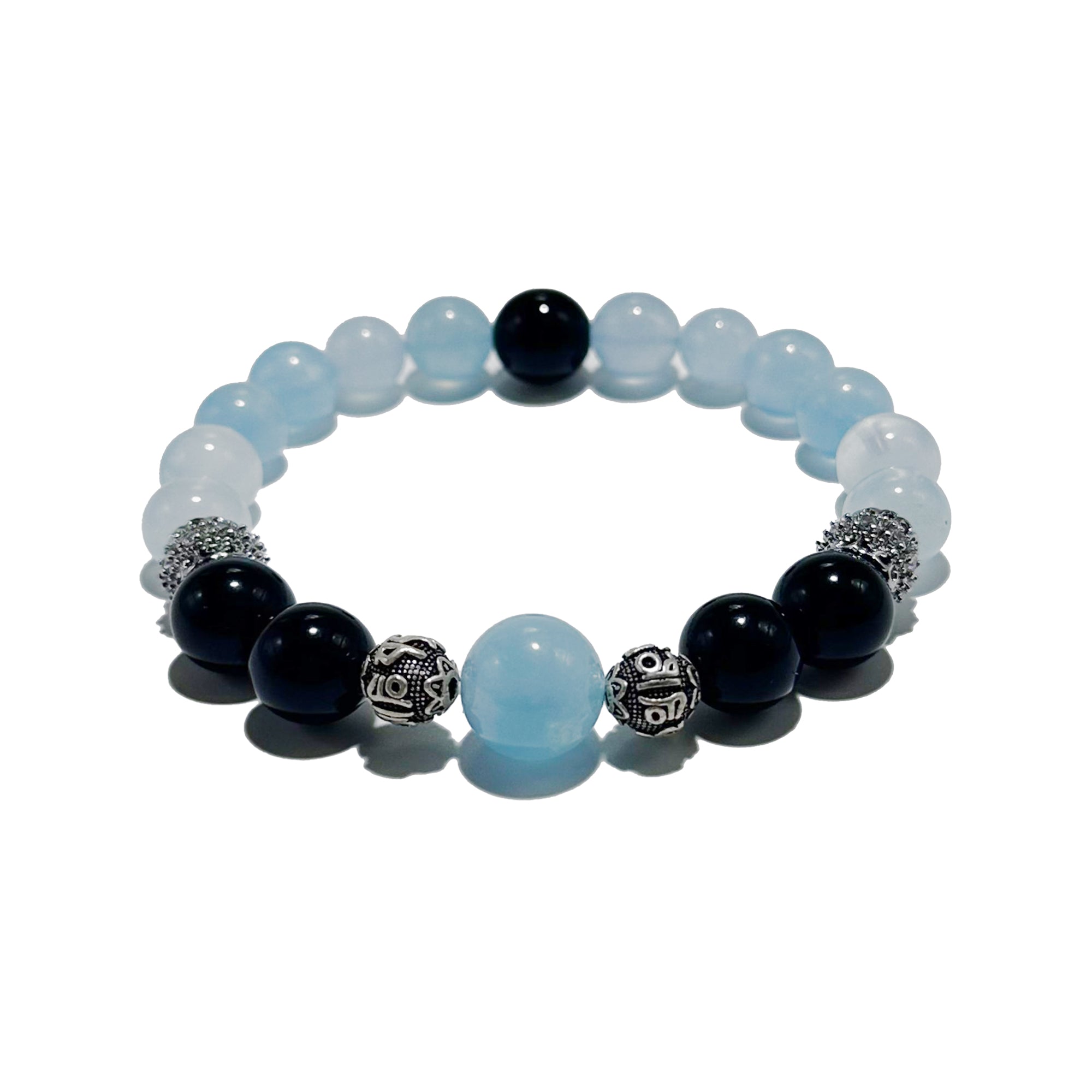 Ocean Shield – Aquamarine & Black Onyx Bracelet - ASTROSOUL
