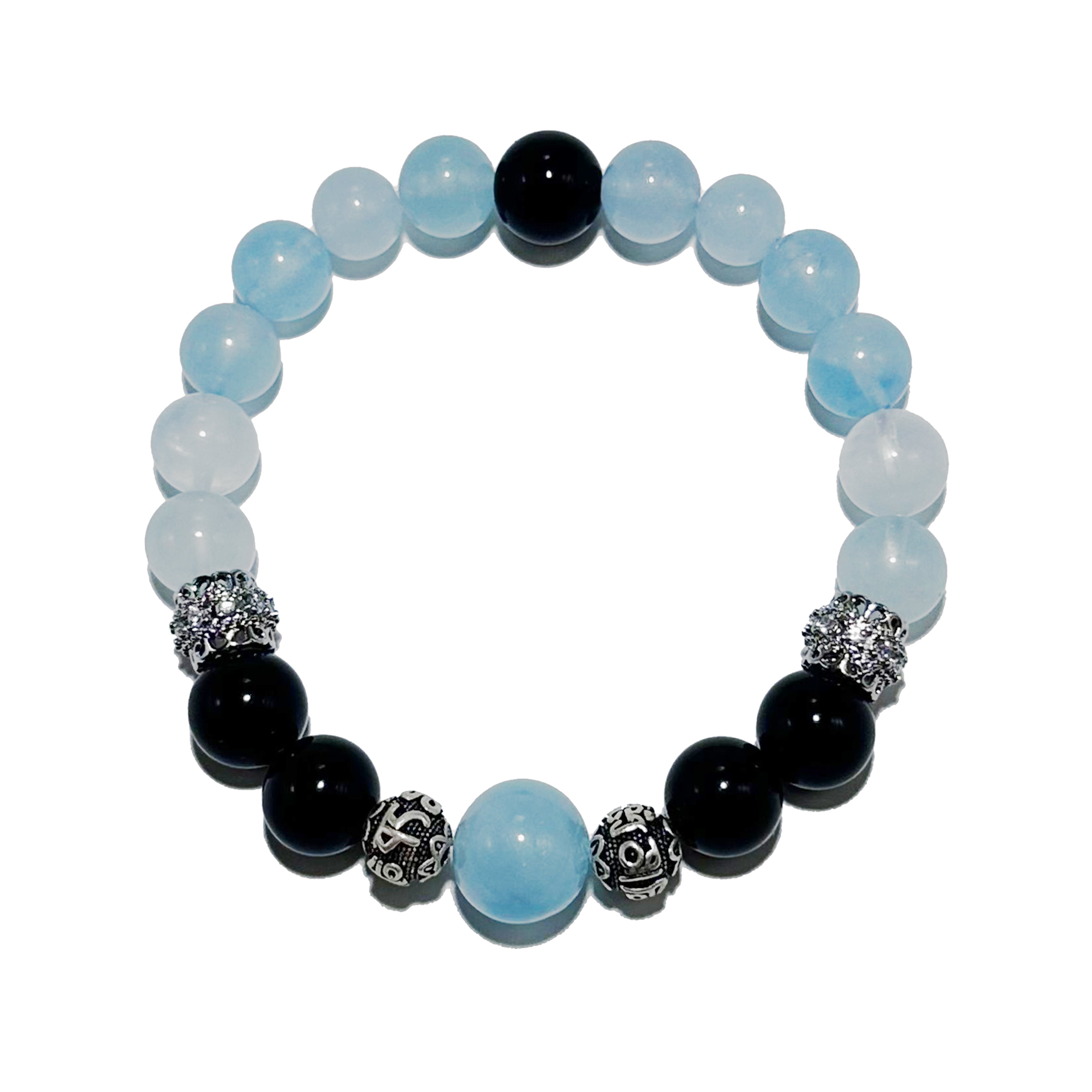 Ocean Shield – Aquamarine & Black Onyx Bracelet - ASTROSOUL