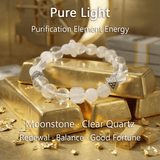 Pure Light – Moonstone & Clear Quartz crystal Bracelet - ASTROSOUL