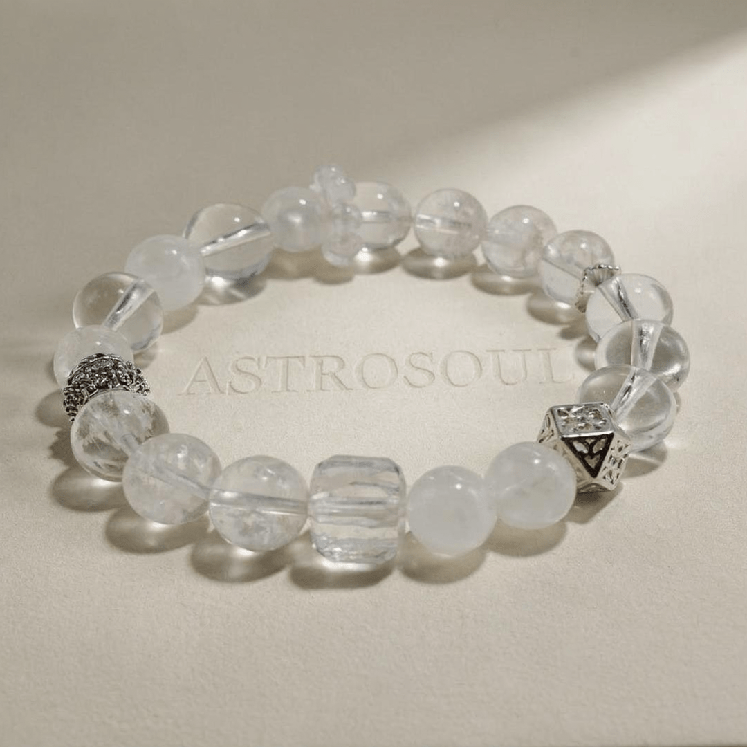 Pure Light – Moonstone & Clear Quartz crystal Bracelet - ASTROSOUL