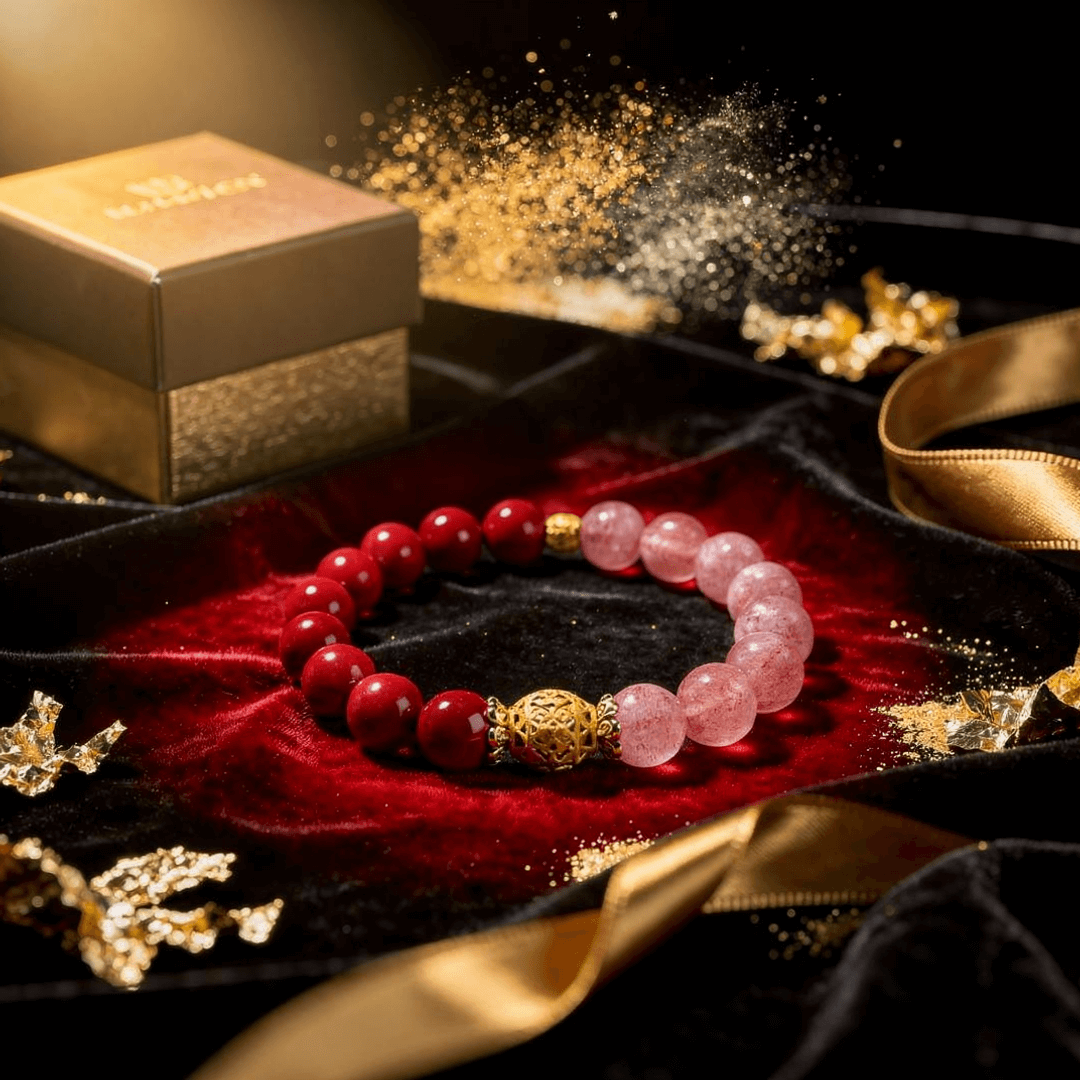 Royal Harmony Bracelet – Strawberry Quartz & Deep Red Agate - ASTROSOUL