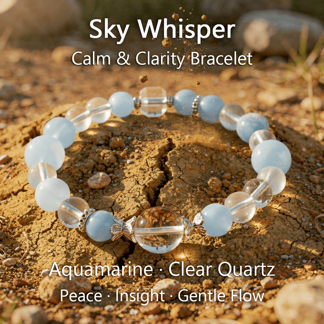 Sky Whisper – Aquamarine & Clear Quartz crystal Bracelet - ASTROSOUL