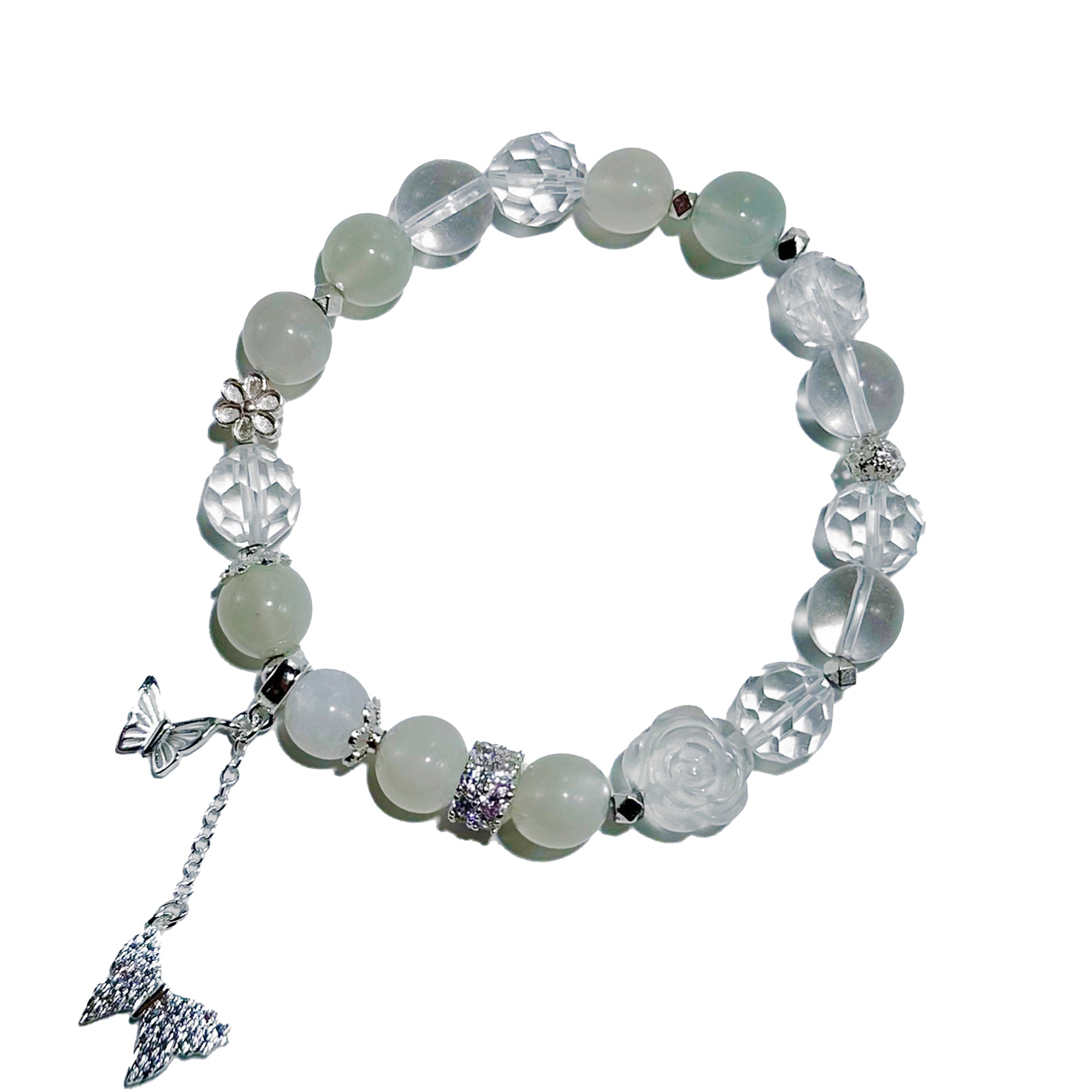 Starlight Dance – White Moonstone & Clear Quartz Bracelet - ASTROSOUL