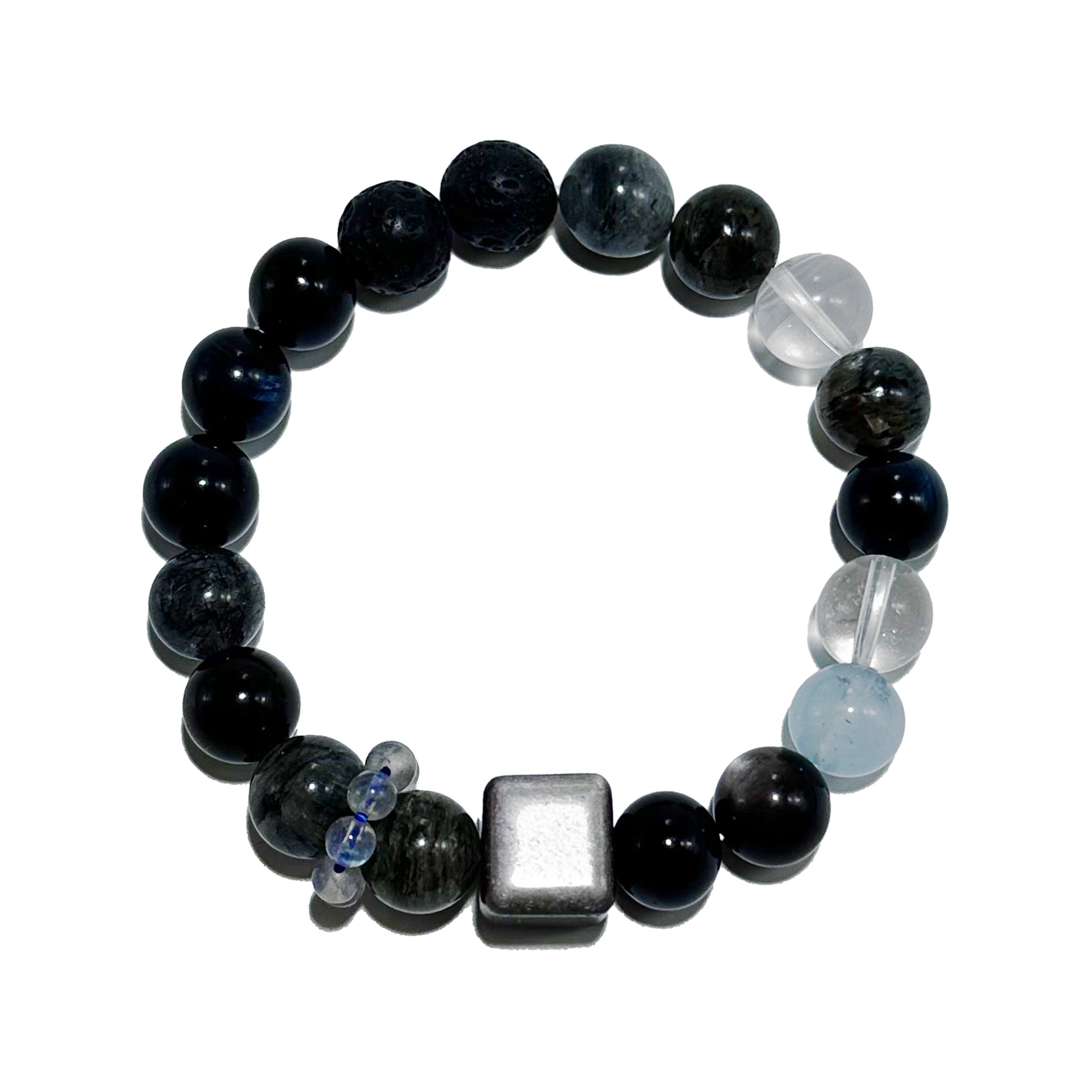 Starlit Echo – Labradorite, Obsidian & Aquamarine Bracelet - ASTROSOUL