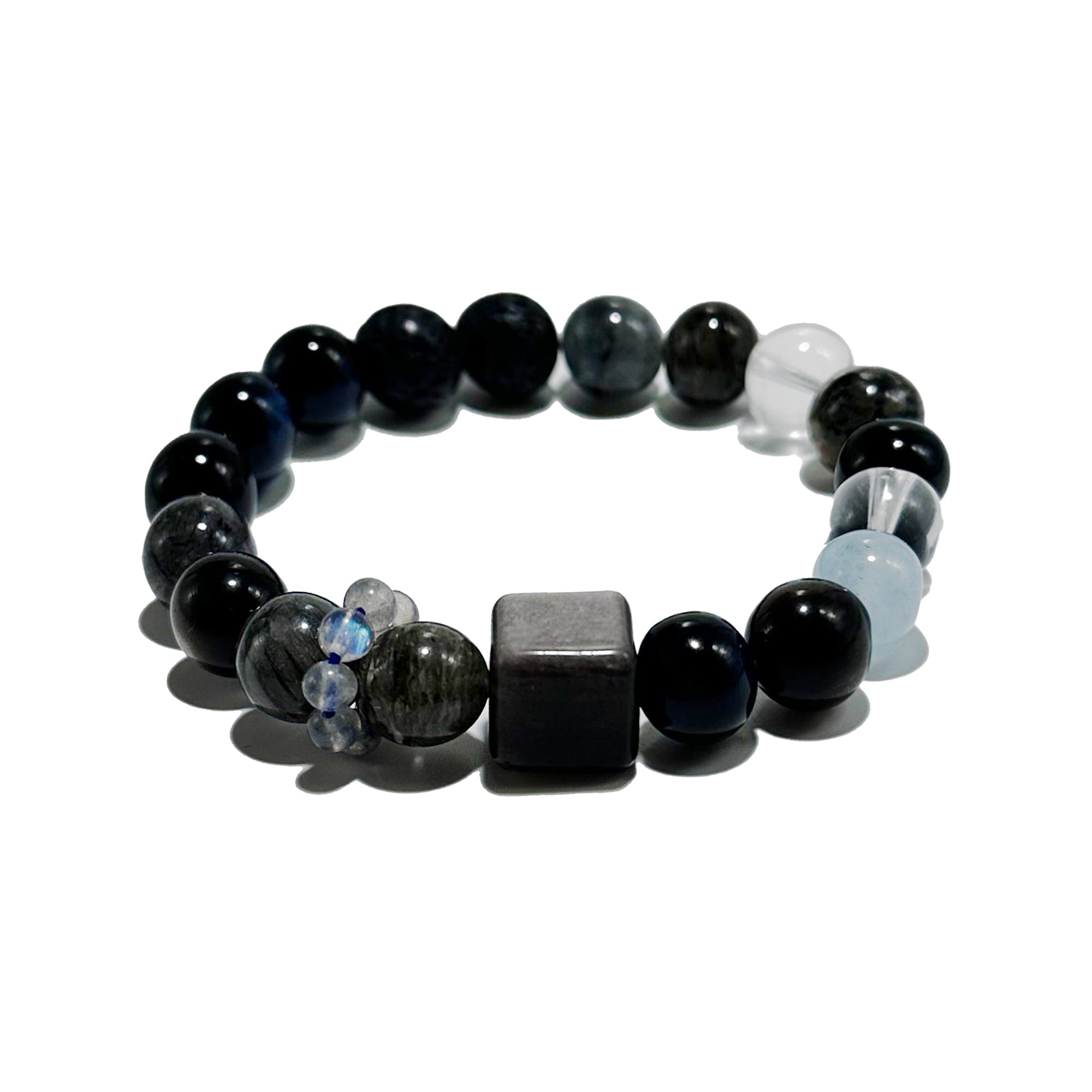 Starlit Echo – Labradorite, Obsidian & Aquamarine Bracelet - ASTROSOUL