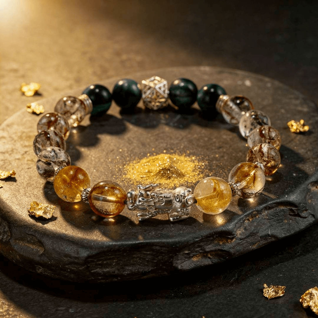 Wealth Guardian Bracelet – Citrine, Rutilated Quartz & Pixiu - ASTROSOUL